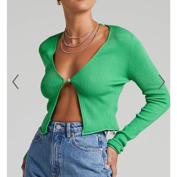 Lioness Green Fitted Long Sleeve Crop Top - Picture 2 of 5